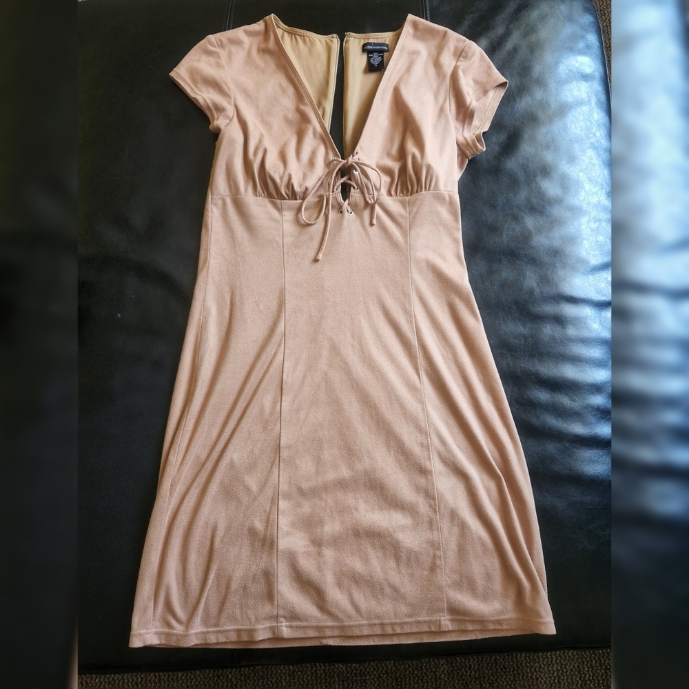 Vintage Nude Mini Dress. Suade feeling.